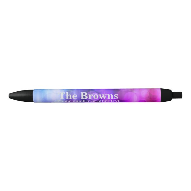 Stylo Noir Cercles rose et violet modernes Noteb design abstr (Devant)