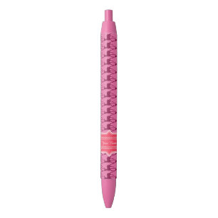 Stylo Noir Cerf rose chaud, Nom personnalisé N1