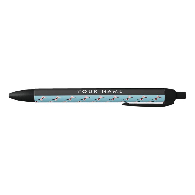 Stylo Noir Cerisier à fleurs, Sakura rose, Votre Nom (Bas)