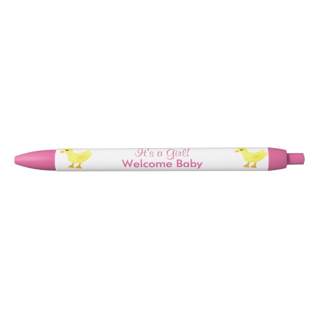Stylo Noir C'est une fille Bienvenue Baby Yellow Ducky Faire- (Devant)