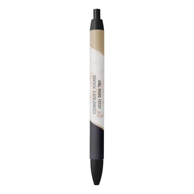 Stylo Noir Champagne rose en marbre d'or Texture (devant Vertical)