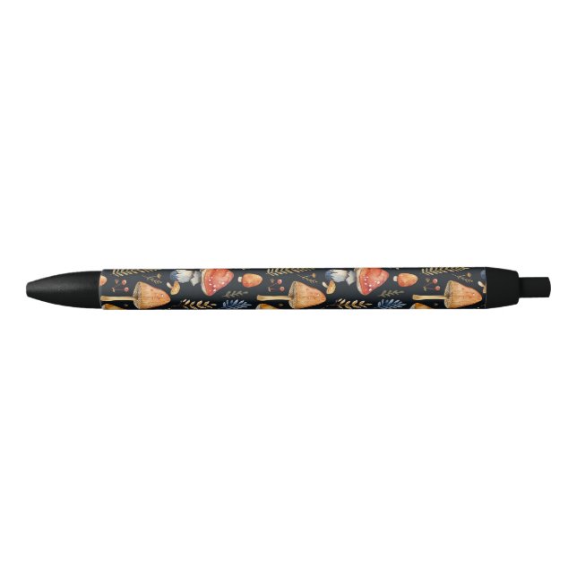 Stylo Noir Champignons et fougères (Devant)