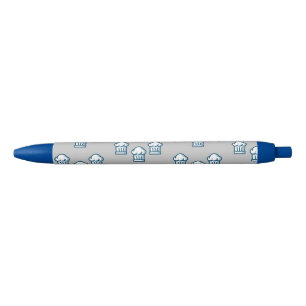Stylo Noir Chapeaux blancs sur gris