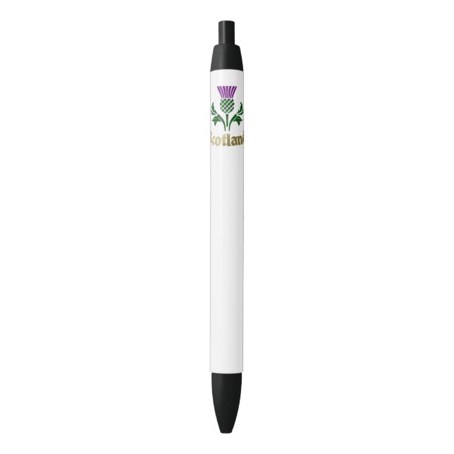 Stylo Noir Chardon d'emblème écossais (devant Vertical)