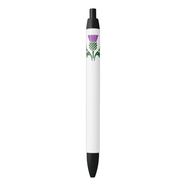 Stylo Noir Chardon d'emblème écossais (devant Vertical)