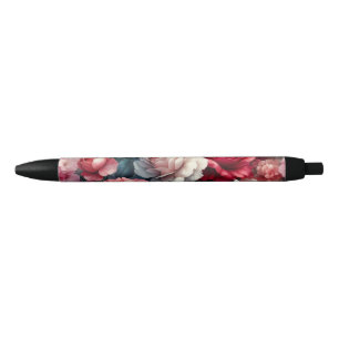 Stylo Noir Charme floral de la rose intemporelle