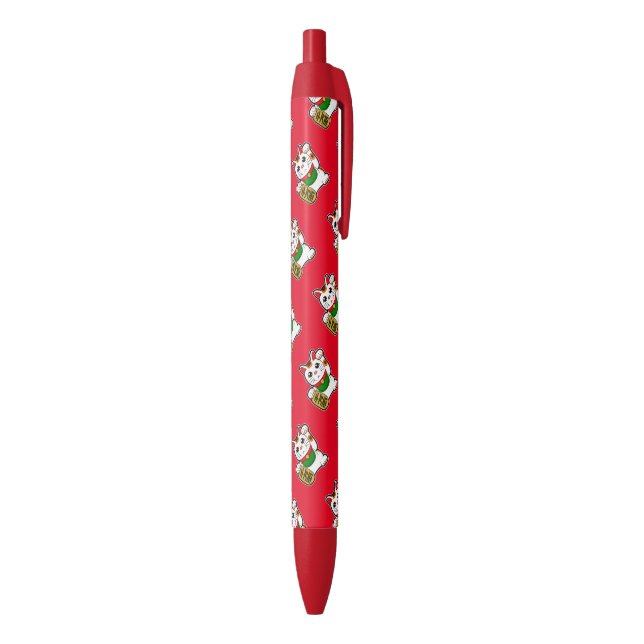 Stylo Noir Chat chanceux japonais "Maneki Neko" (Bas (Vertical))