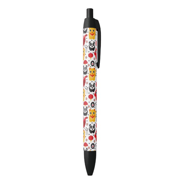 Stylo Noir Chat, dragon, et panda chanceux de la Chine (Bas (Vertical))