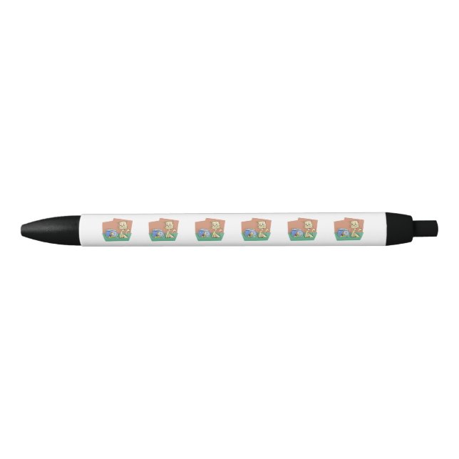 Stylo Noir Chat et cuvette de poisson (Devant)