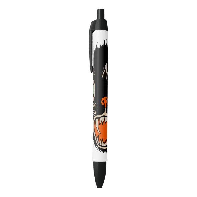 Stylo Noir Chat noir effrayé d'Halloween Vintage (Haut (Vertical))