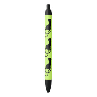 Stylo Noir Chat noir mauvais aimable vert