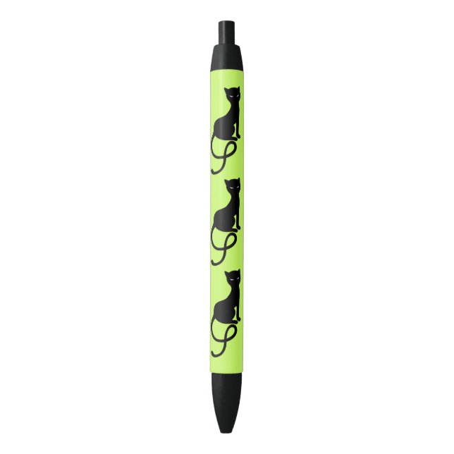 Stylo Noir Chat noir mauvais aimable vert (devant Vertical)