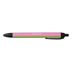 Stylo Noir Chaud rose #2 Lime Green LG Chevron Nom Monogramme