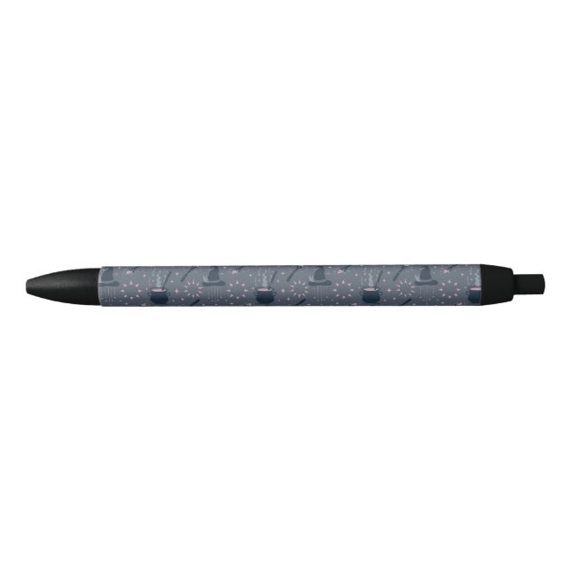 Stylo Noir Chaudière Magique d'Halloween Sorcière (Devant)