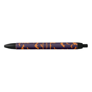 Stylo Noir Chauve-Halloween avec nom personnalisé