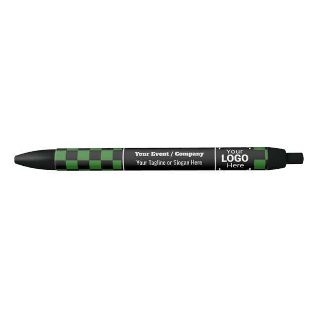 Stylo Noir Check Green Company Logo : Fun Conference Givaway (Devant)