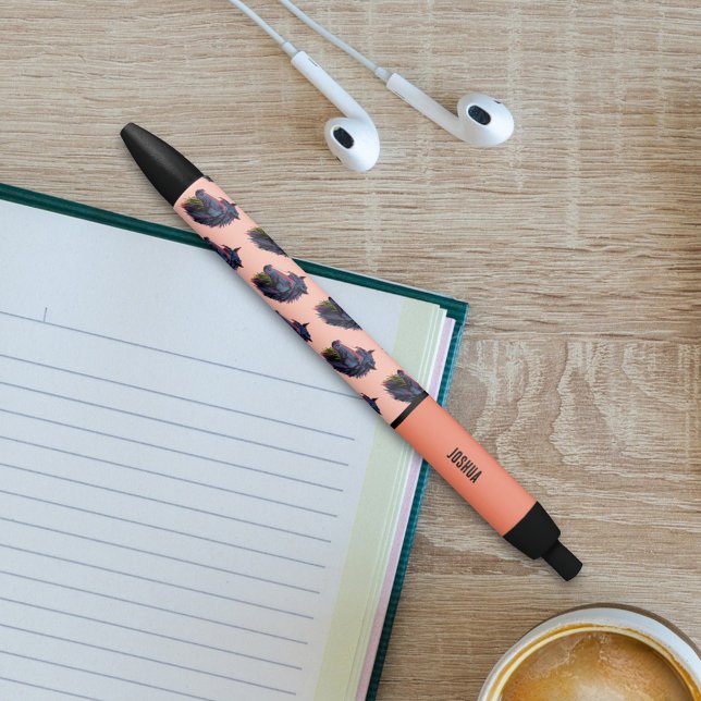 Stylo Noir Cheval Equestre passionné de graffiti coloré (Créateur téléchargé)