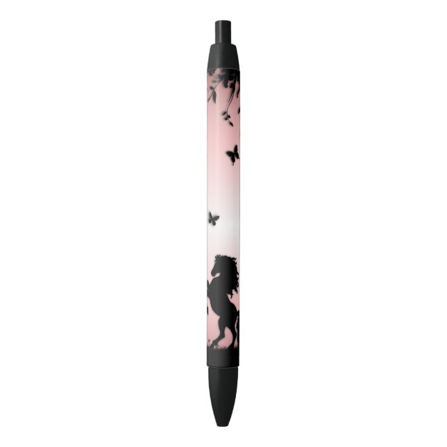 Stylo Noir Cheval noir cabré rose (devant Vertical)