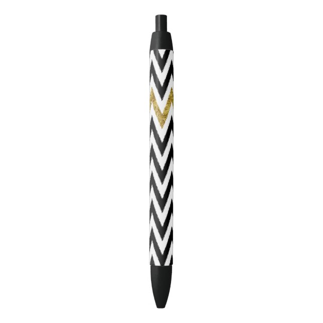 Stylo Noir Chevron fascinant et noir d'or (devant Vertical)