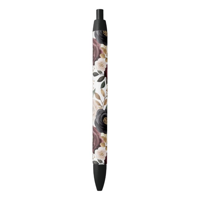 Stylo Noir Chic Bourgogne Crème Floral (devant Vertical)
