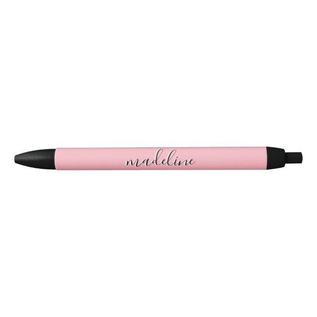 Stylo Noir Chic Dusty Blush rose avec nom de calligraphie noi (Devant)