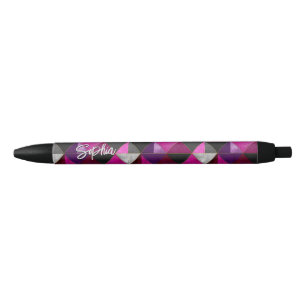 Stylo Noir Chic rose violet gris géométrique