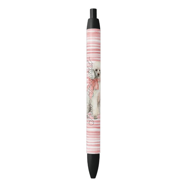Stylo Noir Chien Caniche Blanc Bonjour Beau (devant Vertical)