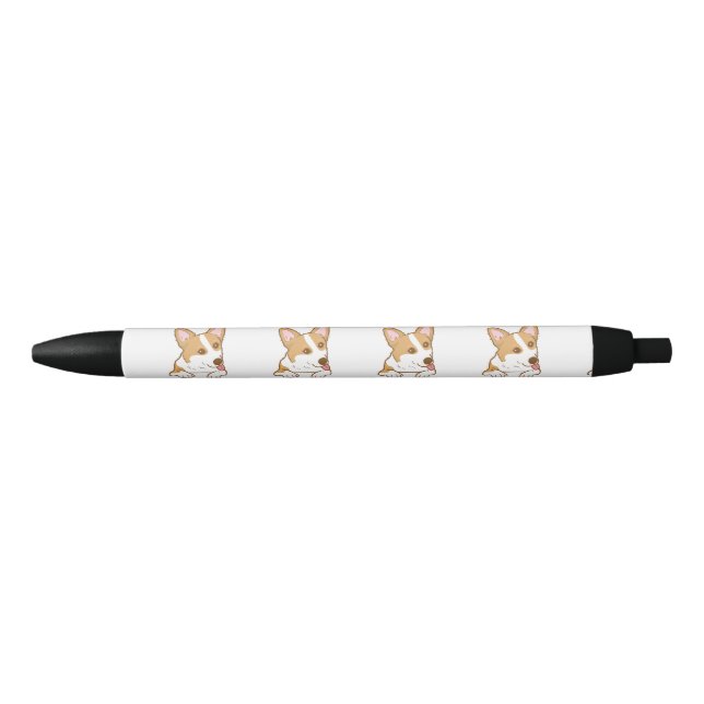 Stylo Noir Chien chiot de Corgi mignon (Devant)