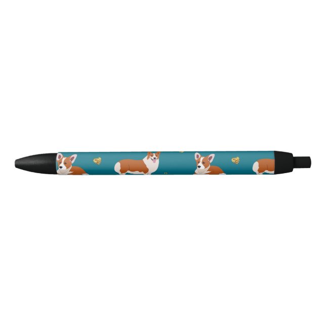 Stylo Noir Chien chiot de Corgi mignon (Devant)