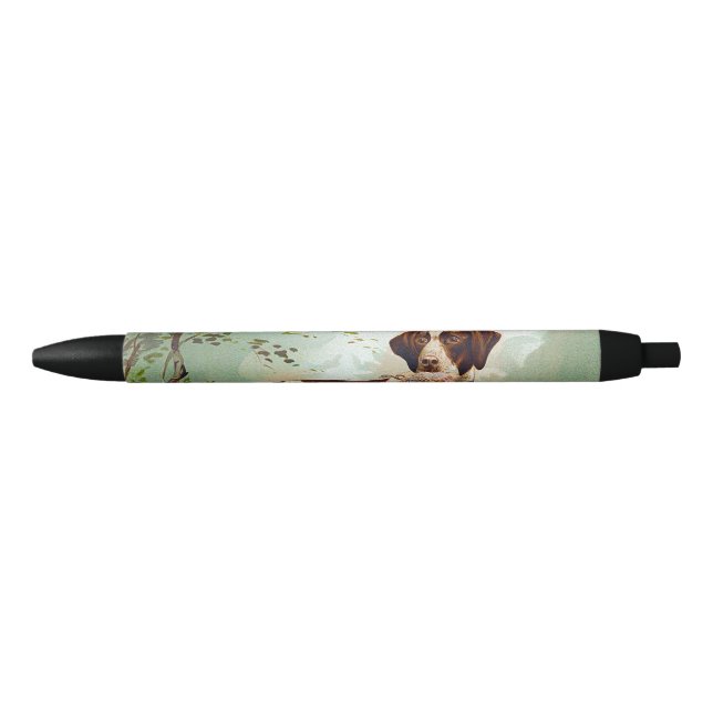 Stylo Noir Chien de chasse avec oiseau dans la bouche (Devant)