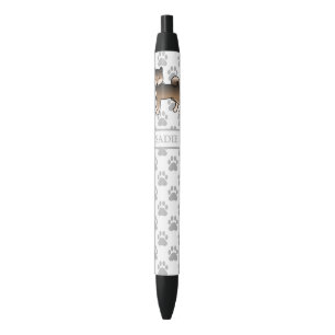 Stylo Noir Chien mignon Shiba Inu au sésame et pattes & nom