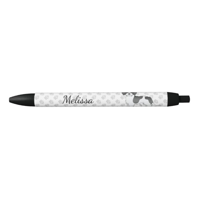 Stylo Noir Chien Mini Goldendoodle Parti-couleur Noir & Nom (Devant)