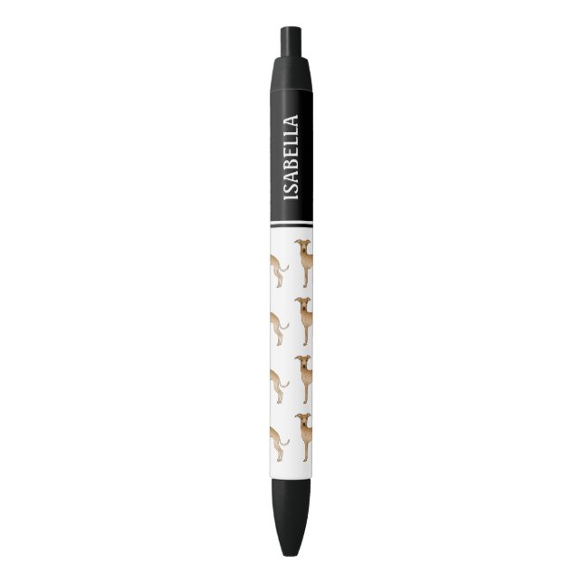 Stylo Noir Chiens De Cartoon Italiens Fawn Greyhound Avec Le  (devant Vertical)