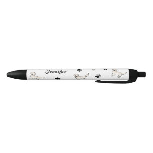 Stylo Noir Chiens De Rétrification Dorés De Crème Avec Des Pa