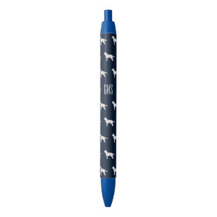 Stylo Noir Chiens de Sibérie Husky Motif Monogrammé
