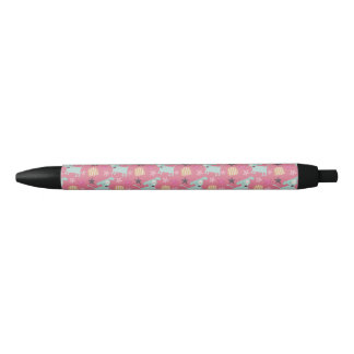 Stylo Noir Chiens, étoiles et fleurs
