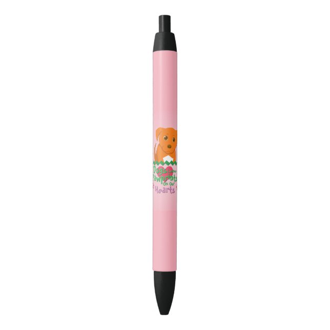 Stylo Noir Chiens laissant des empreintes digitales (devant Vertical)