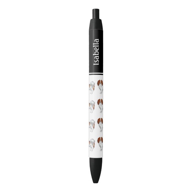 Stylo Noir Chiens Phalène Rouges Et Blancs Mignons Avec Nom P (devant Vertical)