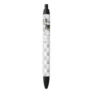 Stylo Noir Chihuahua à poil long Blue Merle Dessin animé de c