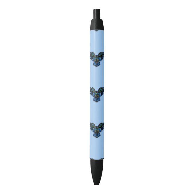 Stylo Noir Chouette bleue (devant Vertical)