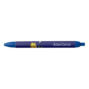 Stylo Noir Chouette triste avec larmes et lune manquant ton d