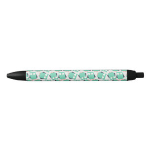 Stylo Noir Chouettes lunaires turquoises