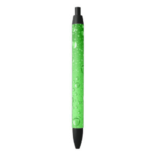 Stylo Noir Chutes de pluie Abstraites vertes métalliques