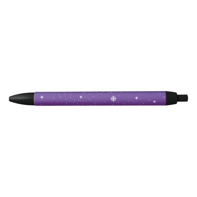 Stylo Noir Ciel d'étoile violet et or (Devant)
