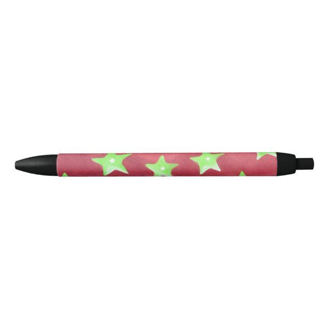 Stylo Noir ciel rouge avec étoiles (Devant)