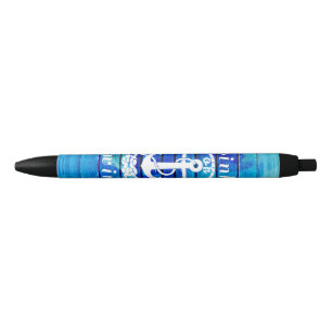 Stylo Noir Citation en bois et d'Ancre d'aquarelle de bleu