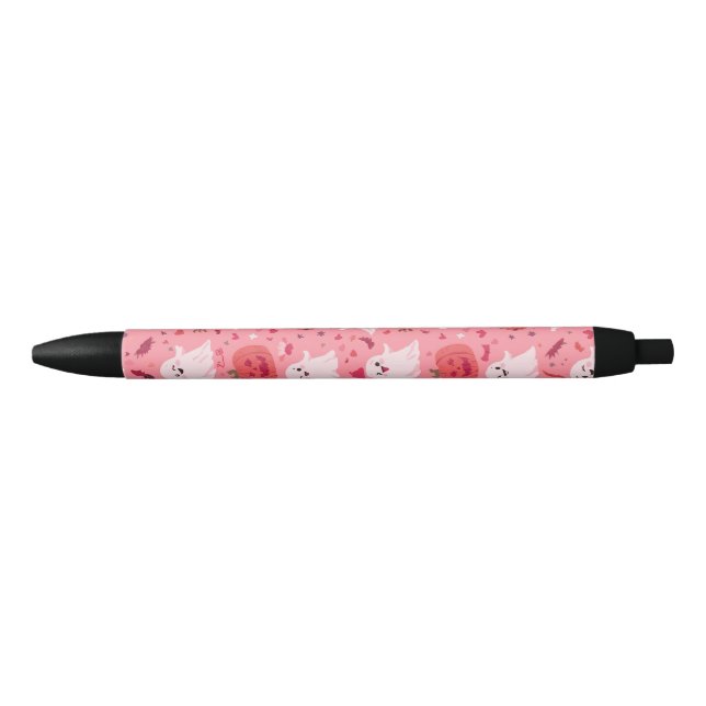 Stylo Noir Citrouille rose Surprise Fantomatique (Devant)