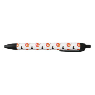 Stylo Noir Citrouilles et chauves-souris d'Halloween, Trou ou