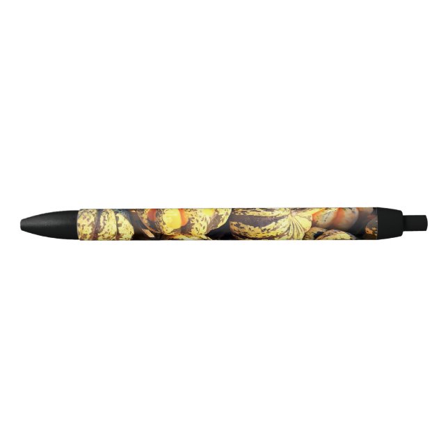 Stylo Noir Citrouilles rayées de près (Devant)