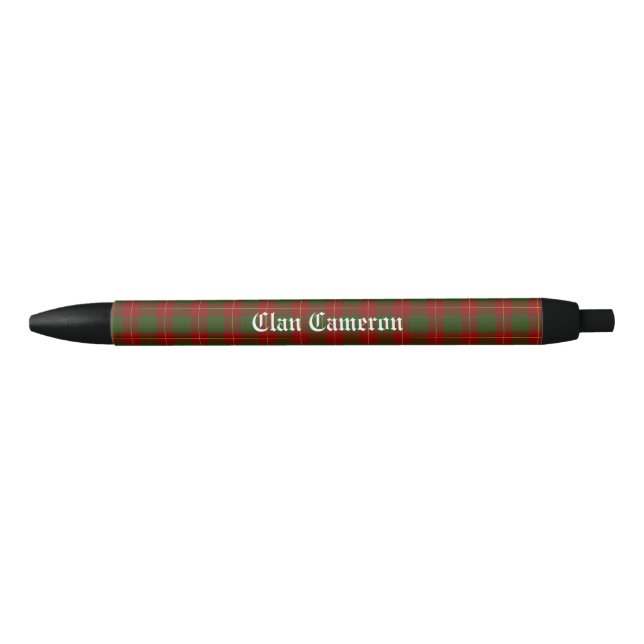 Stylo Noir Clan Cameron Tartan personnalisable (Devant)